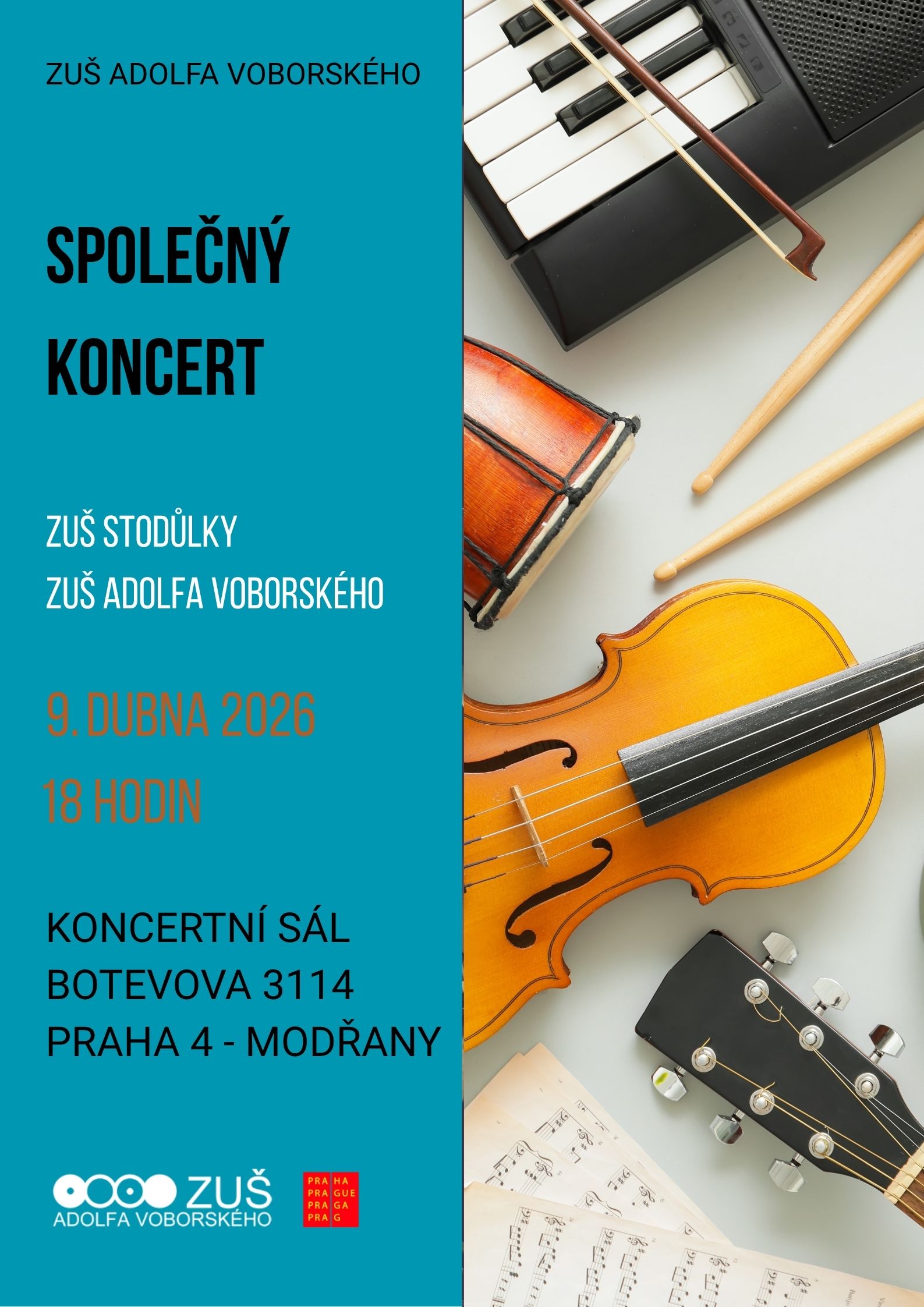 Společný koncert ZUŠ Voborského a ZUŠ Stodůlky - 9. 4. 2026 od 18 hodin